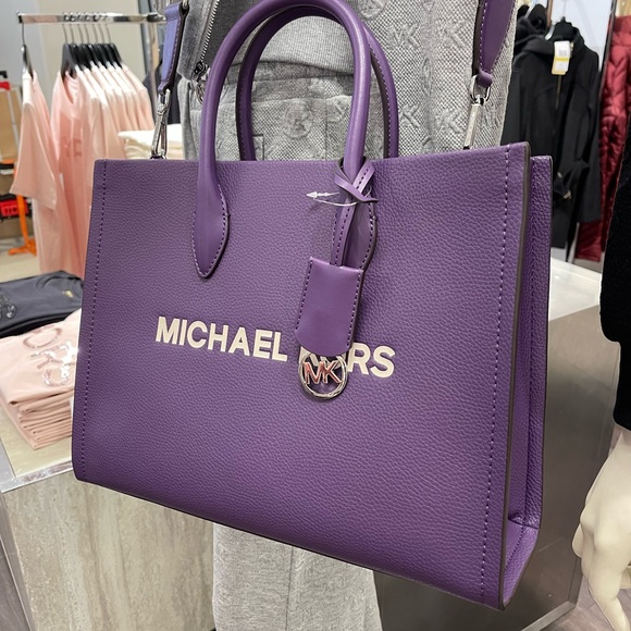 MICHAEL KORS Mirella Medium Pebbled Leather Tote Bag
Dark Purple 
NWT - Picture 7 of 16